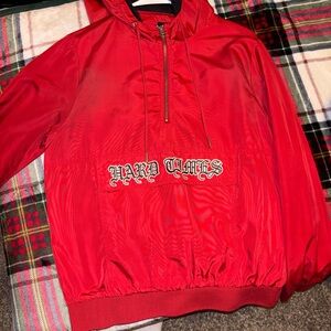 Red Hoodie with Graphic Text